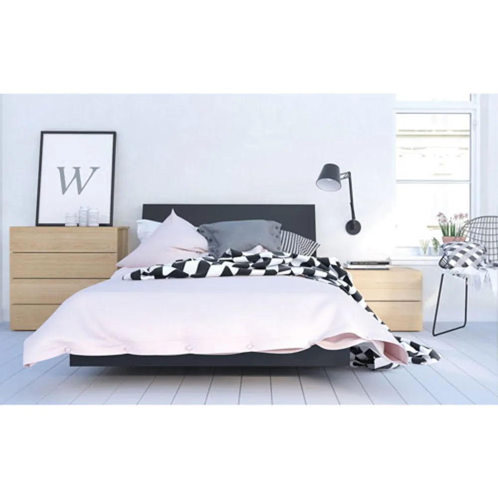 Contemporary Platform Bed Frame - Double - Black