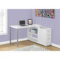 Contemporary L-Shaped Desk - White