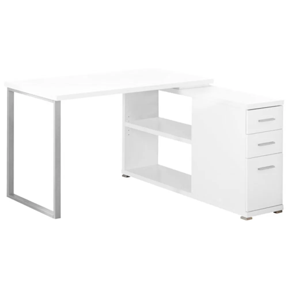 Contemporary L-Shaped Desk - White