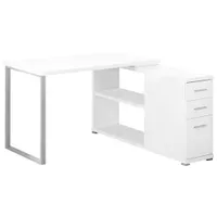 Contemporary L-Shaped Desk - White