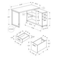 Contemporary L-Shaped Desk - White