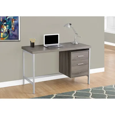 Contemporary Computer Desk - Dark Taupe/Silver