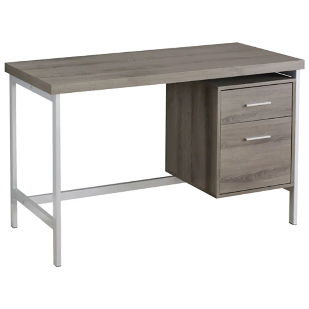 Contemporary Computer Desk - Dark Taupe/Silver