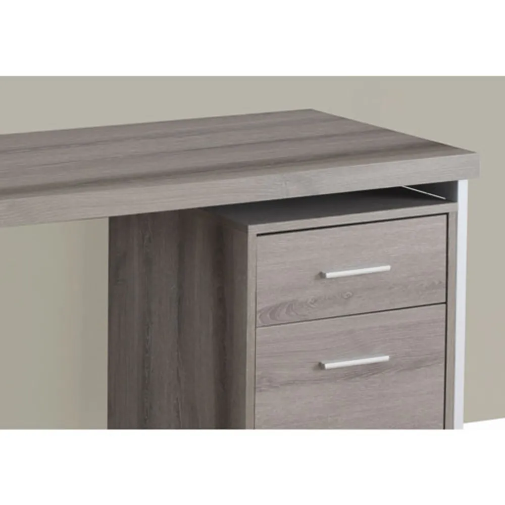 Contemporary Computer Desk - Dark Taupe/Silver