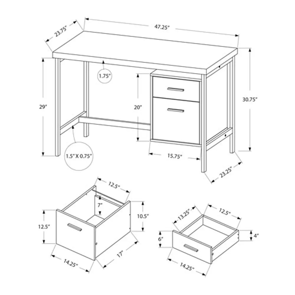 Contemporary Computer Desk - Dark Taupe/Silver