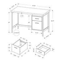 Contemporary Computer Desk - Dark Taupe/Silver