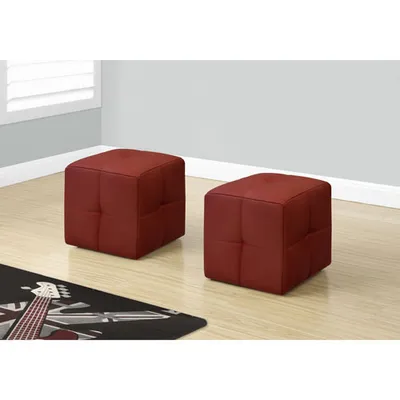 Pouf repose-pieds (ensemble de 2) - Rouge