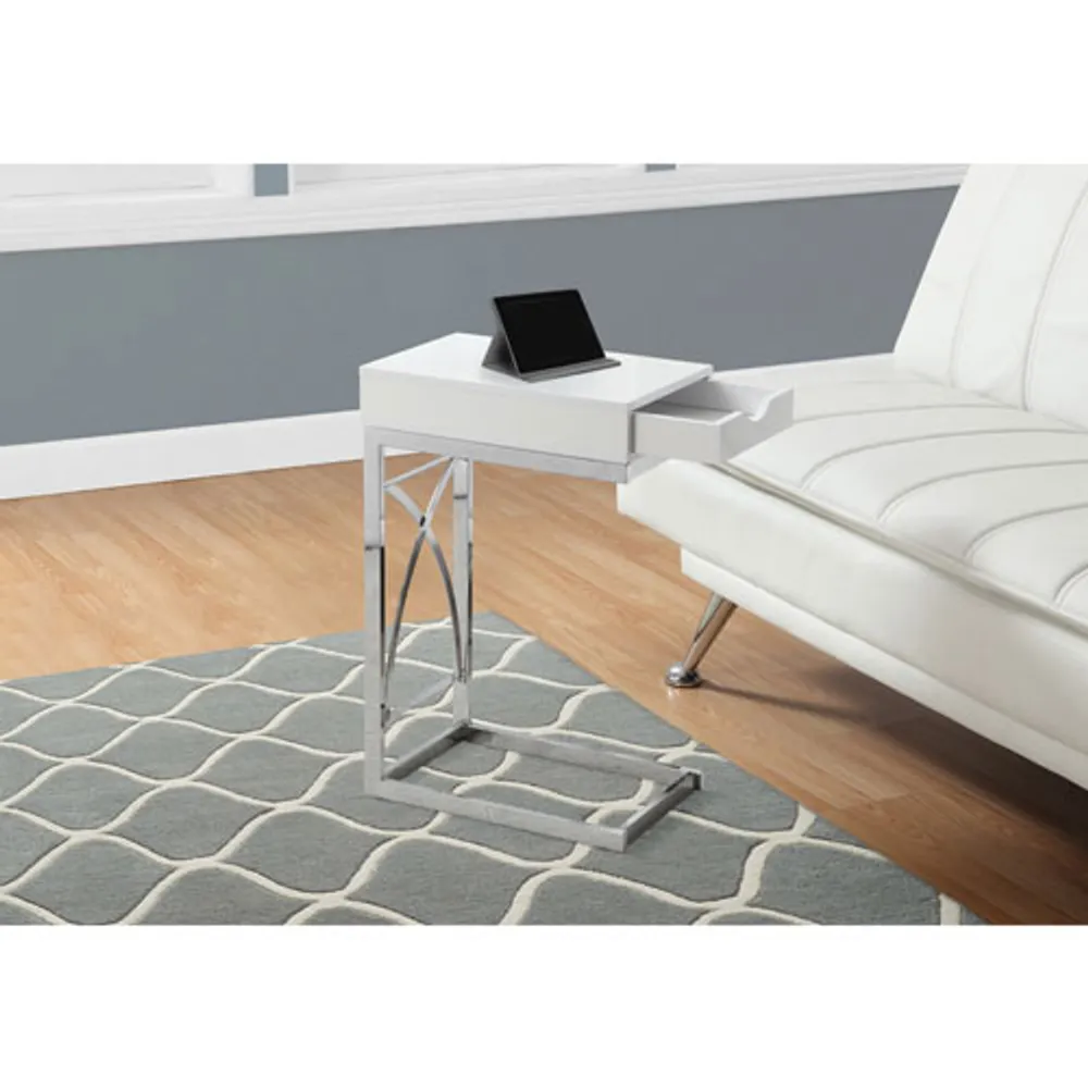 Table d'appoint rectangulaire contemporaine - Blanc lustré