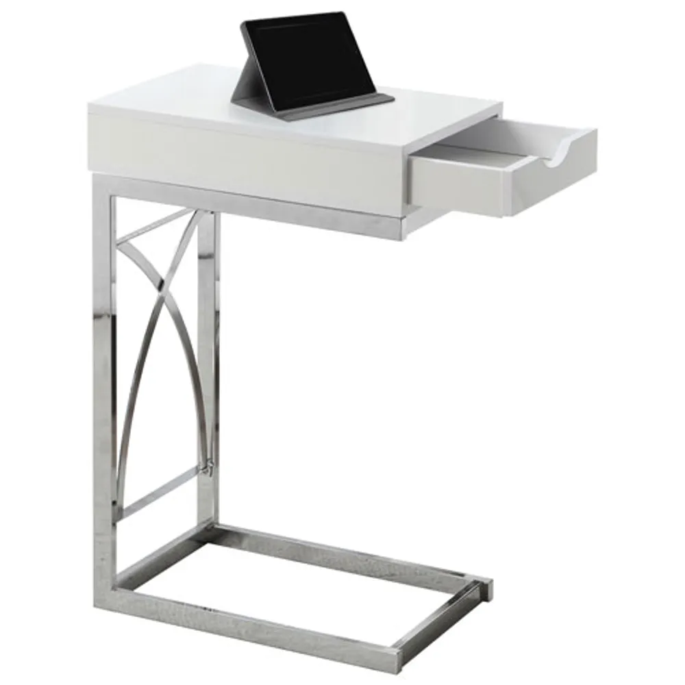 Table d'appoint rectangulaire contemporaine - Blanc lustré