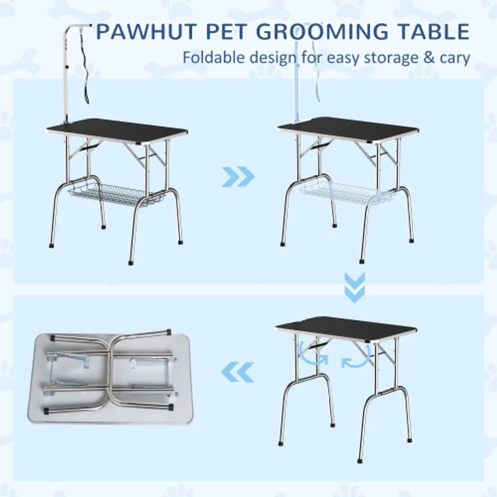 36'' Adjustable Pet Dog Cat Grooming Table Foldable With Arm Noose