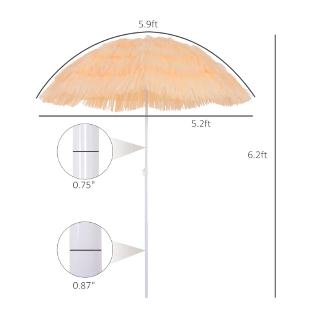 Outsunny 6FT Beach Umbrella Tilt Sunshade Outdoor Market Patio Yard Crank  Deck Sun Shade, Wheat