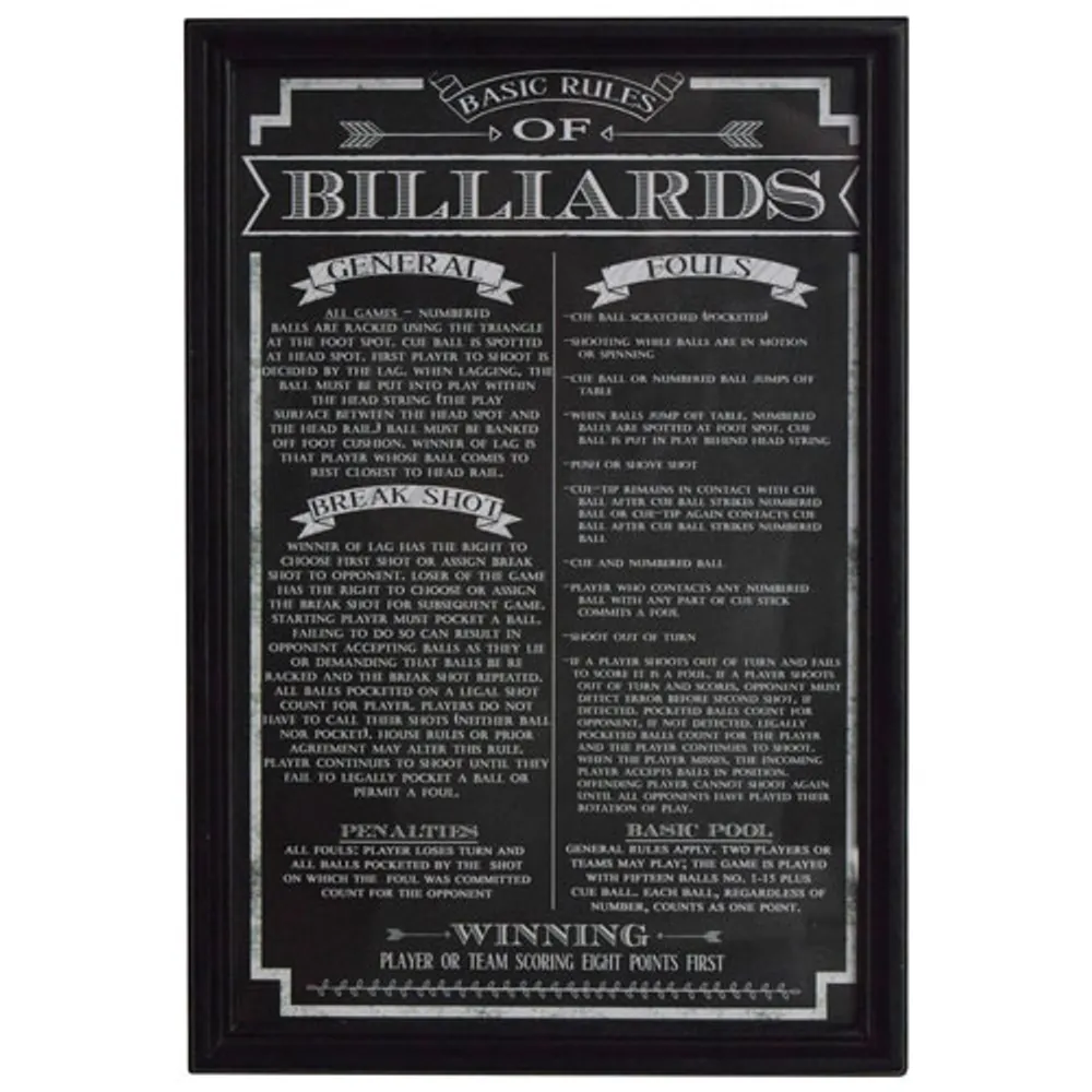 Hathaway Billiard Game Rules (BG2029BL) - Black