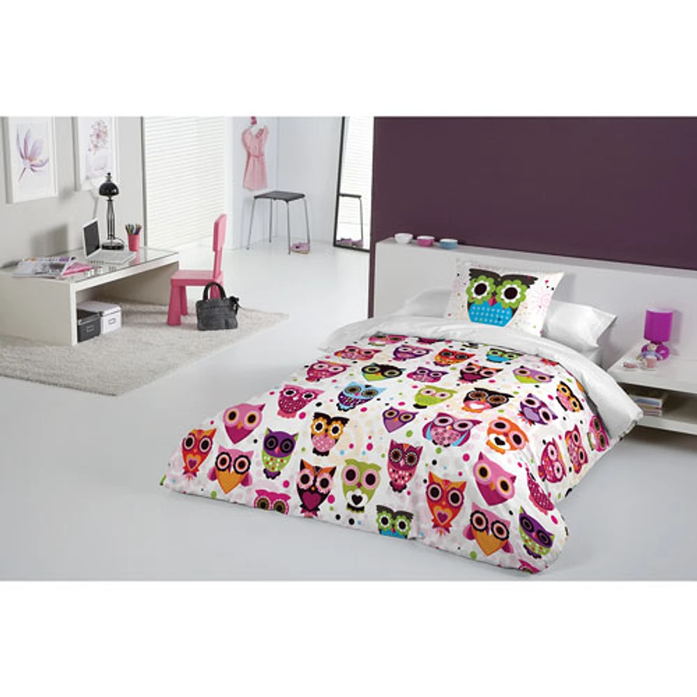 Ensemble housse de couette en percale de coton 2 pièces Owls de Gouchee Design - Simple