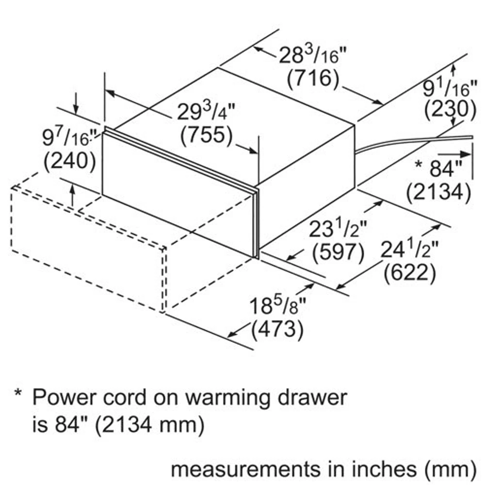 Tiroir chauffe-plats de 29,8 po et 2,2 pi³ de Bosch (HWD5051UC) - Acier inoxydable - Boîte ouverte