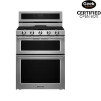 Open Box - KitchenAid 30" Cu. Ft. Double Oven 5-Burner Dual Fuel Range (KFDD500ESS)- SS- Perfect Condition