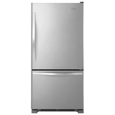 Réfrigérateur à congélateur en bas éclairage DEL 18,7 pi³ 30 po Whirlpool - Inox - BO - Parfait état