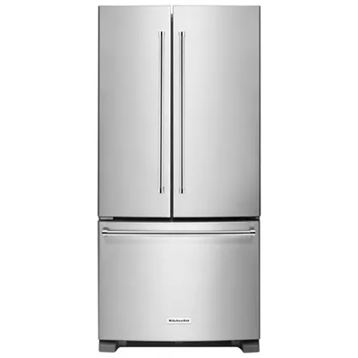 Réfrigérateur à 2 portes de 22,1 pi3/33 po avec distributeur d'eau de KitchenAid - Inox - Bte ouv.