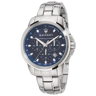 Maserati Successo 44mm Men's Analog Sport Watch with Chronograph - Silver/Blue