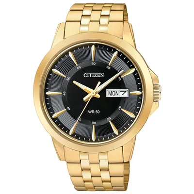 Citizen Quartz Watch 41mm Men's Watch - Gold-Tone Case, Bracelet & Black Dial