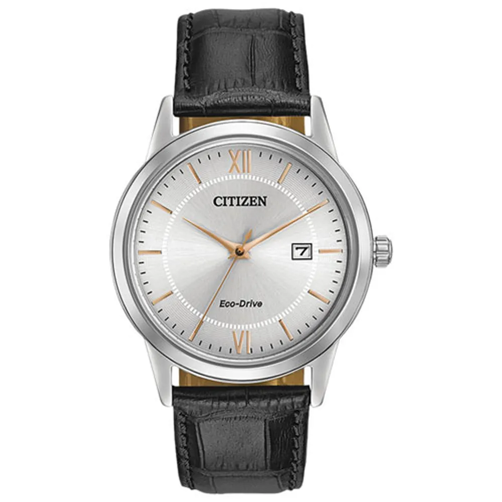 Citizen Corso Eco-Drive Watch 40mm Men's Watch - Silver-Tone Case, Black Leather Strap & Silver-Tone Dial