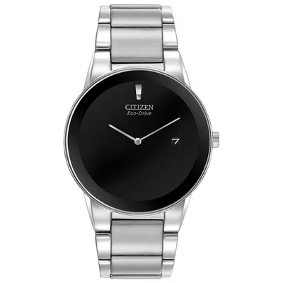 Citizen Axiom Eco-Drive Watch 40mm Men's Watch - Silver-Tone Case, Bracelet & Black Dial