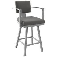 Akers Modern Counter Height Barstool - Magnetite/Cloud