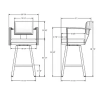 Tabouret de bar moderne à hauteur de comptoir Akers - Magnétite-nuage