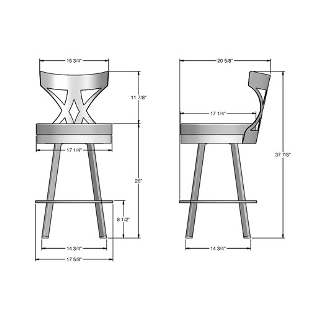 Washington Contemporary Counter Height Barstool - Magnetite/Ink