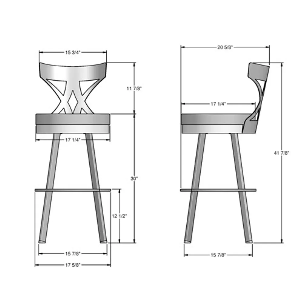 Washington Contemporary Bar Height Barstool - Magnetite/Ink