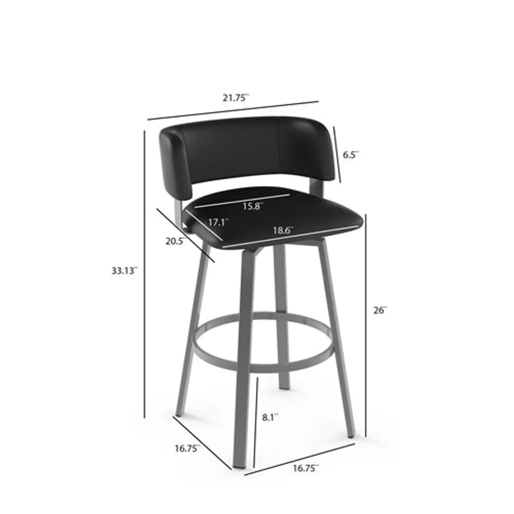 Tabouret de bar contemporain à hauteur de comptoir Stinson - Magnétite-encre