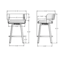 Tabouret de bar contemporain à hauteur de comptoir Stinson - Magnétite-encre