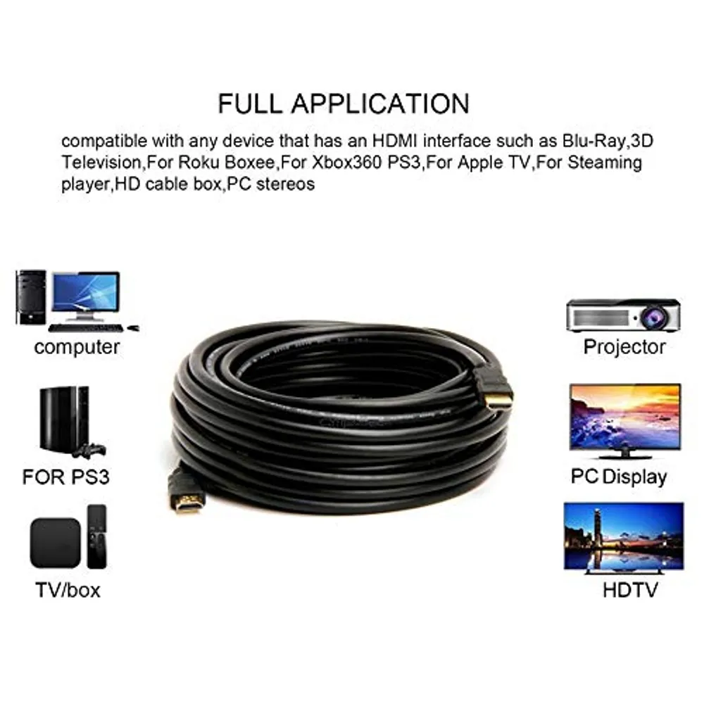 Extra Long 50FT 66FT Super High Speed HDMI Cable 1.4 Ethernet 3D 1080P HDTV  xBox