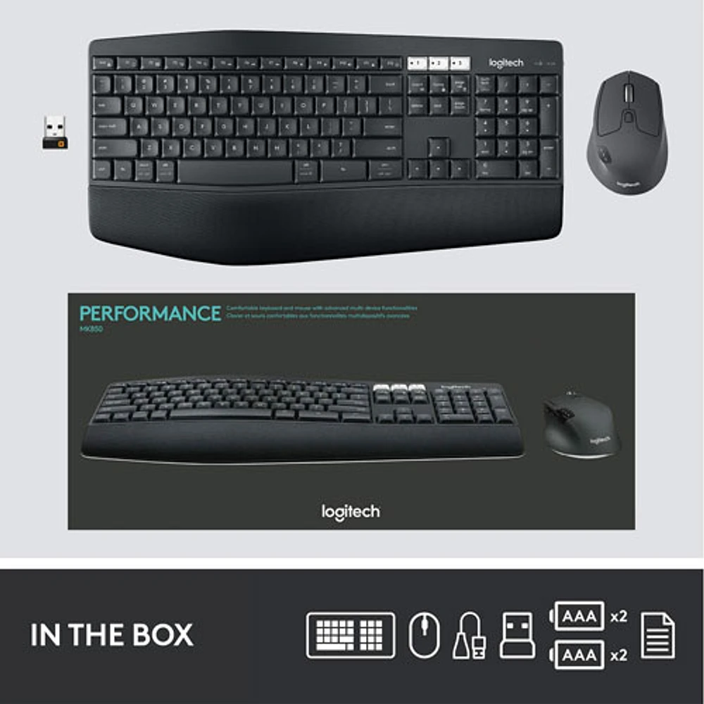 Logitech MK850 Bluetooth Optical Ergonomic Keyboard & Mouse Combo