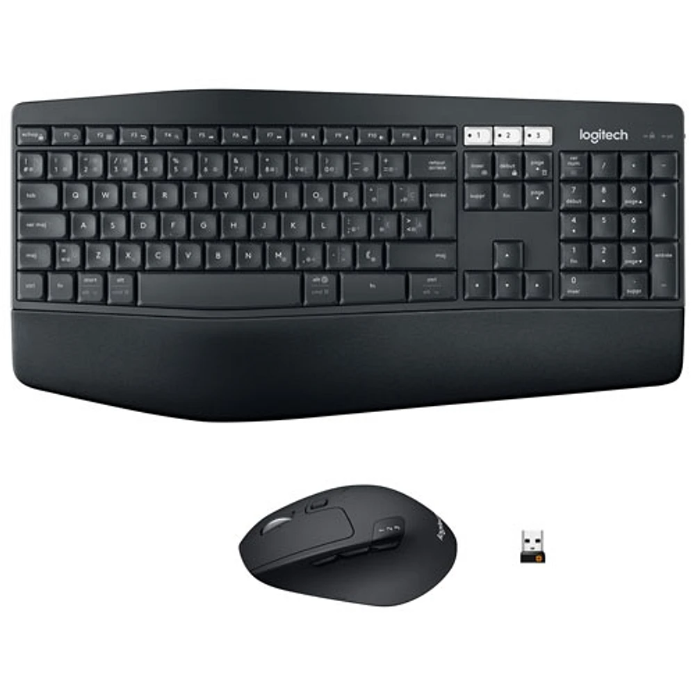 Ensemble avec souris optique et clavier ergonomiques Bluetooth MK850 de Logitech - Français