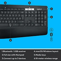 Ensemble avec souris optique et clavier ergonomiques Bluetooth MK850 de Logitech - Français