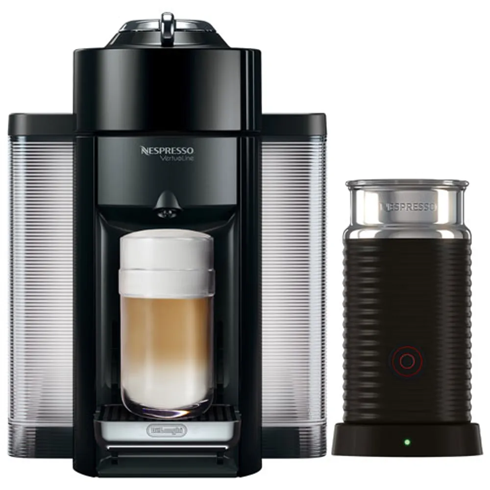 Nespresso Vertuo Coffee & Espresso Machine by De'Longhi with Aeroccino Milk Frother - Piano Black