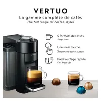 Nespresso Vertuo Coffee & Espresso Machine by De'Longhi with Aeroccino Milk Frother - Piano Black