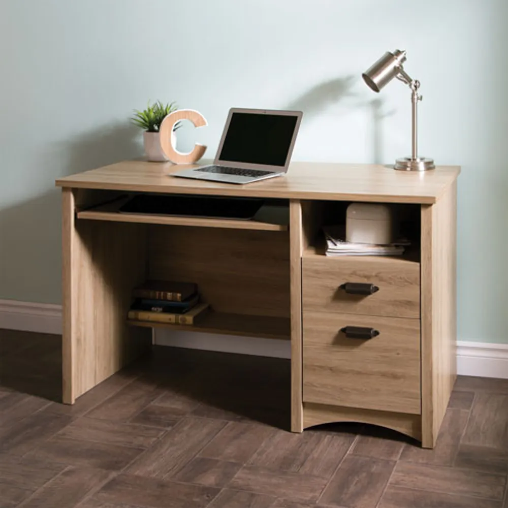 Gascony 2-Drawer Computer Desk with Keyboard Tray - Rustic Oak