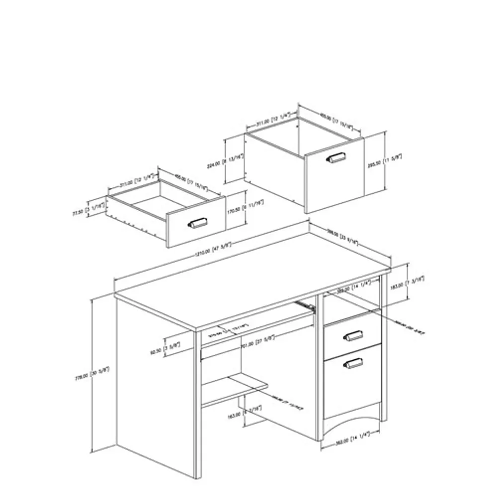 Gascony 2-Drawer Computer Desk with Keyboard Tray - Rustic Oak