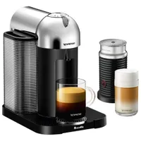 Nespresso Vertuo Coffee & Espresso Machine by Breville with Aeroccino Milk Frother - Chrome