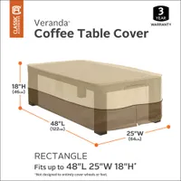 Classic Accessories Veranda Water Resistant Coffee Table Patio Cover - 48" x 18" x 25" - Beige
