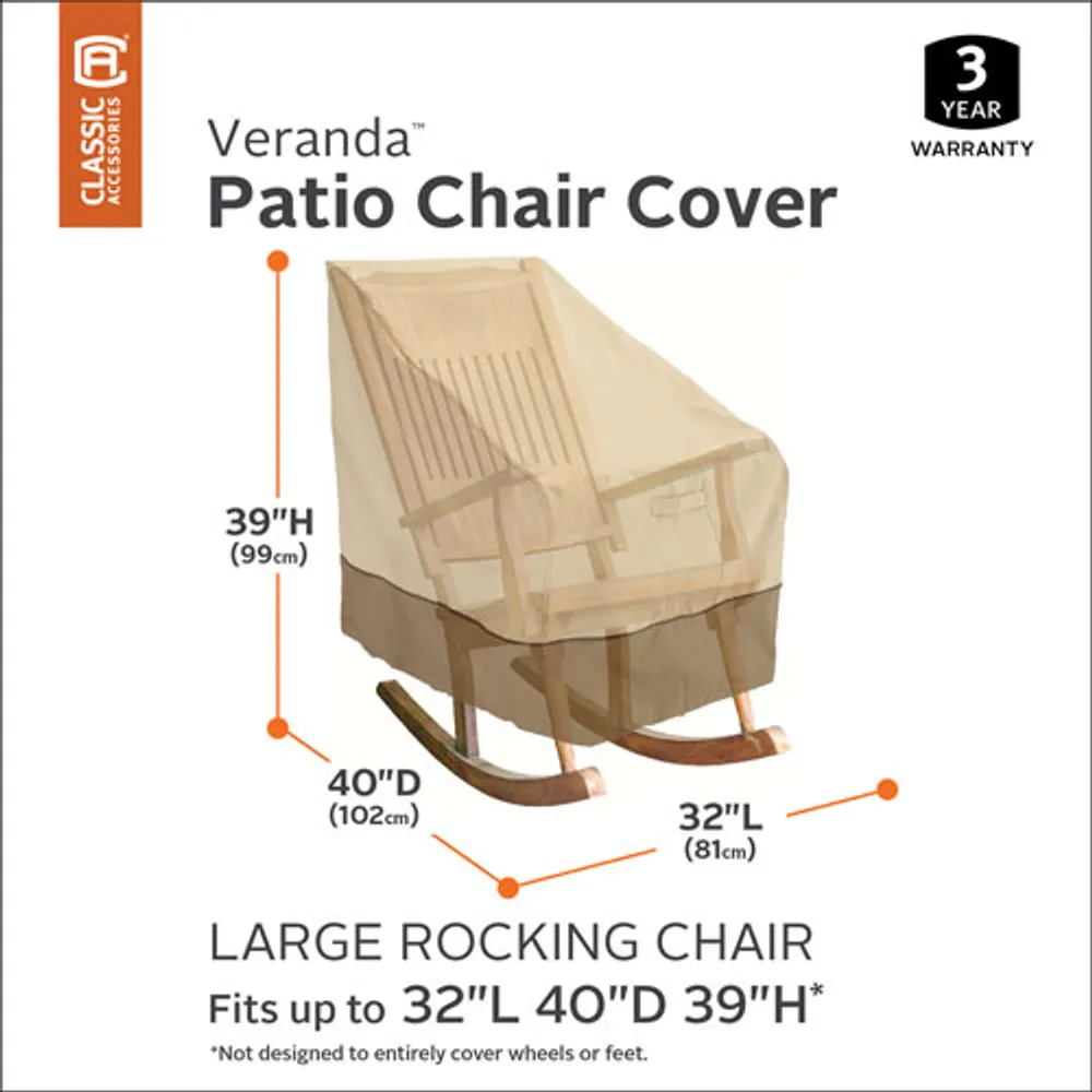 Classic Accessories Veranda Water Resistant Patio Chair Cover - 32" x 39" x 40" - Beige