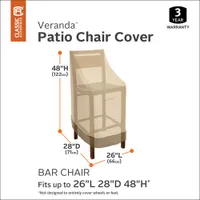 Classic Accessories Veranda Water Resistant Bar Chair/Stool Cover - 28" x 48" x 26" - Beige
