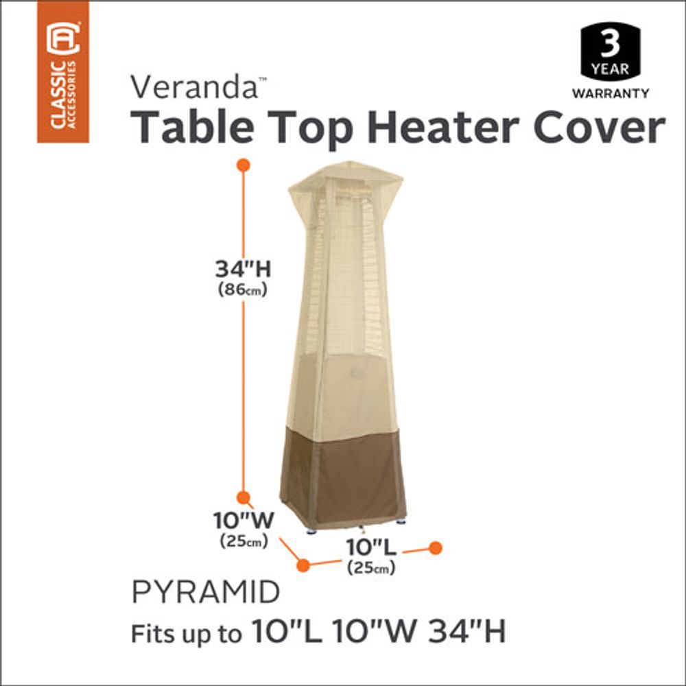 Classic Accessories Veranda Water Resistant Table Top Heater Cover - 10" x 34" x 10" - Beige