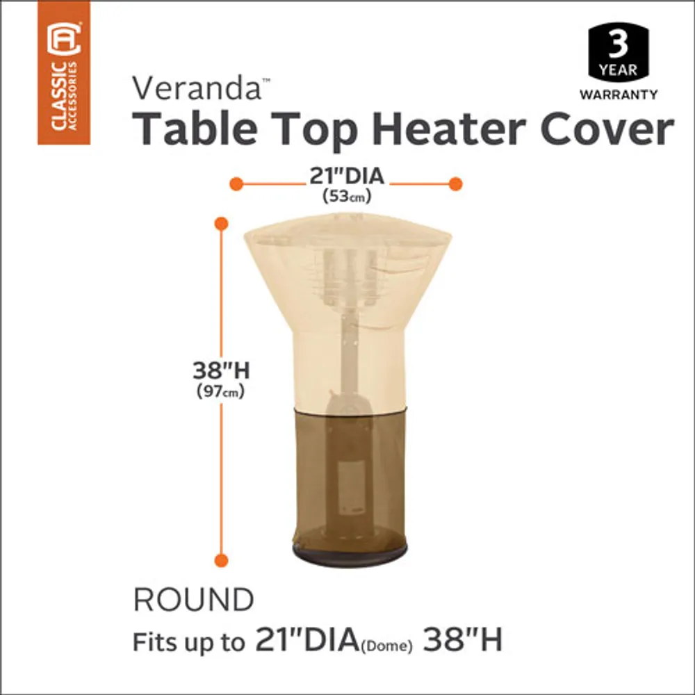 Classic Accessories Veranda Water Resistant Table Top Heater Cover - 21" x 38" x 21" - Beige