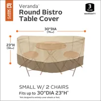 Classic Accessories Veranda Water Resistant Round Bistro Table Cover - 30" x 23" x 30" - Beige