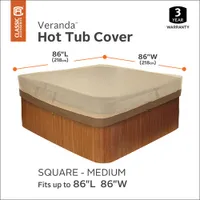 Classic Accessories Veranda Water Resistant Hot Tub Cover - 86" x 86" - Beige