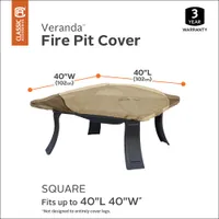 Classic Accessories Veranda Water Resistant Fire Pit Cover - 40" x 40" - Beige