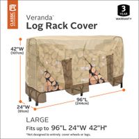 Classic Accessories Veranda Water Resistant Log Rack Cover - 24" x 42" x 96" - Beige