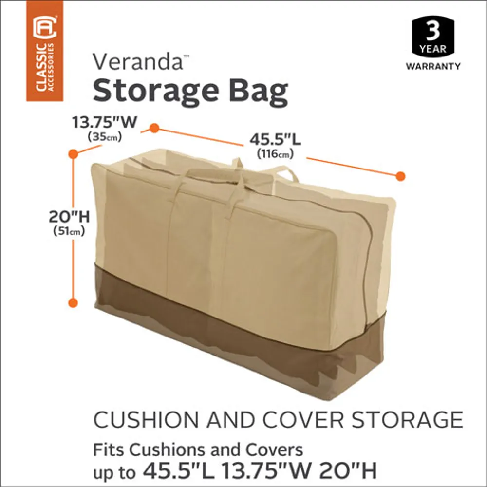 Classic Accessories Veranda Water Resistant Storage Bag - 13.75" x 20" x 45.5 - Beige